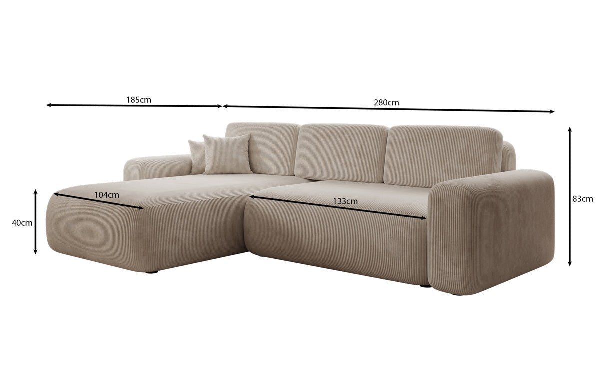Designer Sofa Lola mit Schlaf- und Klappfunktion in Cord