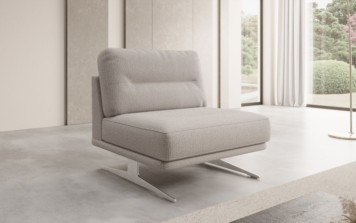 Fauteuil design Torino sans accoudoirs en Bouclé