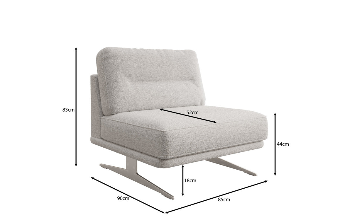 Fauteuil design Torino sans accoudoirs en Bouclé