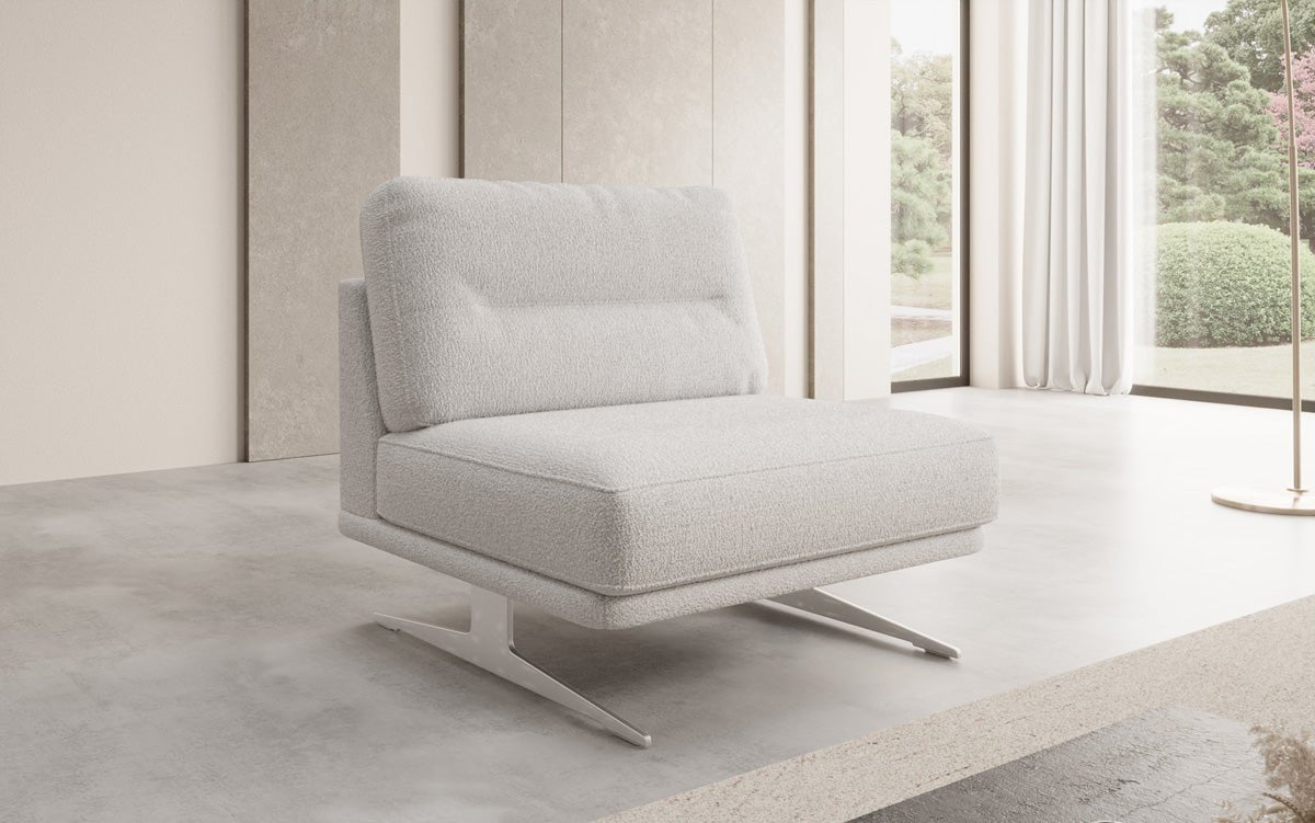 Fauteuil design Torino sans accoudoirs en Bouclé