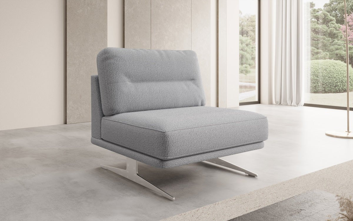 Fauteuil design Torino sans accoudoirs en Bouclé
