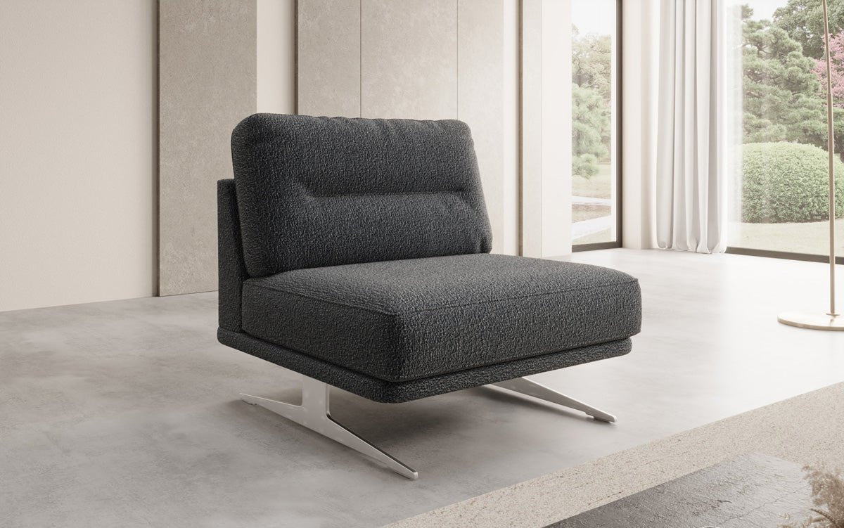 Fauteuil design Torino sans accoudoirs en Bouclé