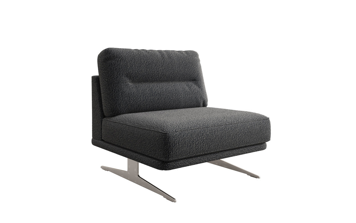 Fauteuil design Torino sans accoudoirs en Bouclé
