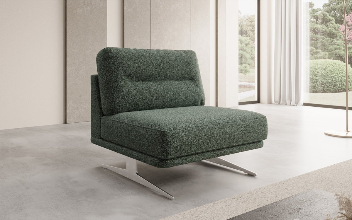 Designer-Sofa-Fotell Torino ouni Armleenen a Bouclé