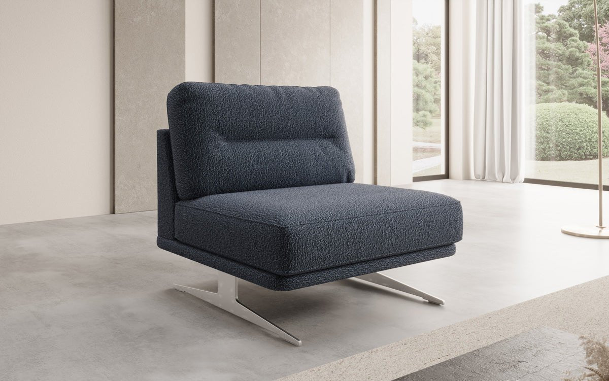 Fauteuil design Torino sans accoudoirs en Bouclé