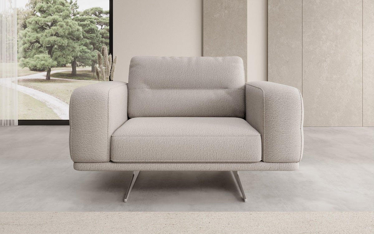 Fauteuil design Torino avec accoudoirs en Bouclé