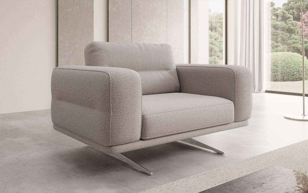 Fauteuil design Torino avec accoudoirs en Bouclé