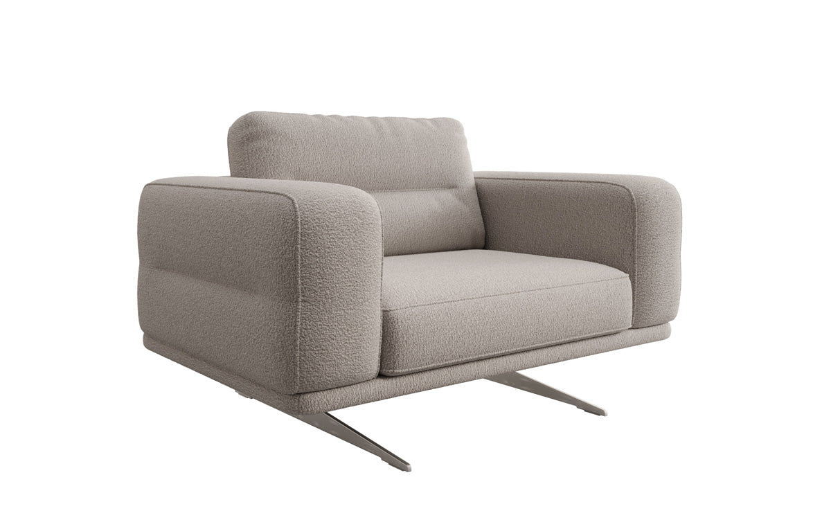Fauteuil design Torino avec accoudoirs en Bouclé