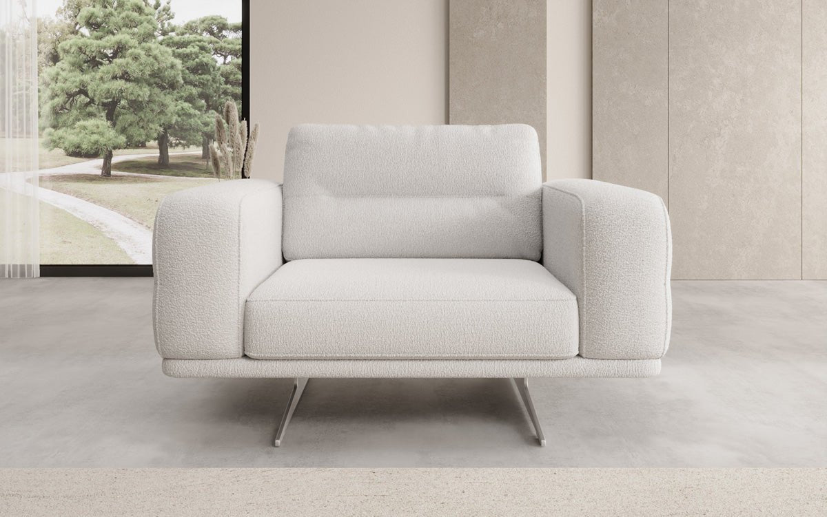 Fauteuil design Torino avec accoudoirs en Bouclé