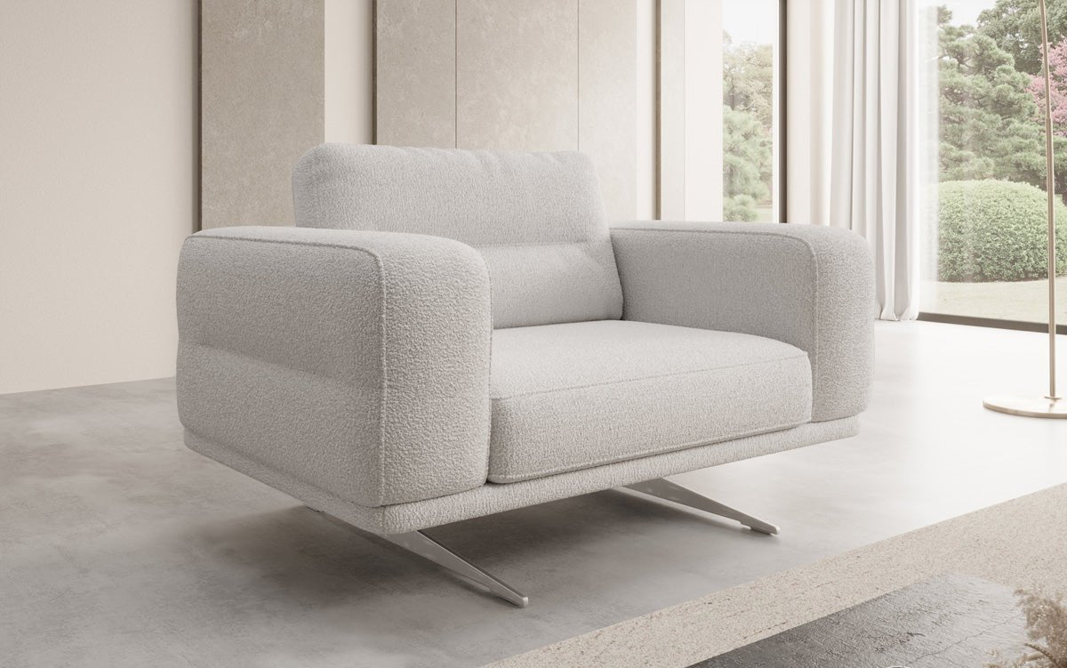 Fauteuil design Torino avec accoudoirs en Bouclé