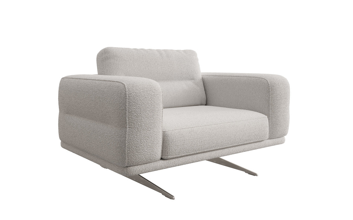 Fauteuil design Torino avec accoudoirs en Bouclé