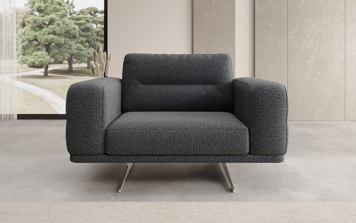 Fauteuil design Torino avec accoudoirs en Bouclé