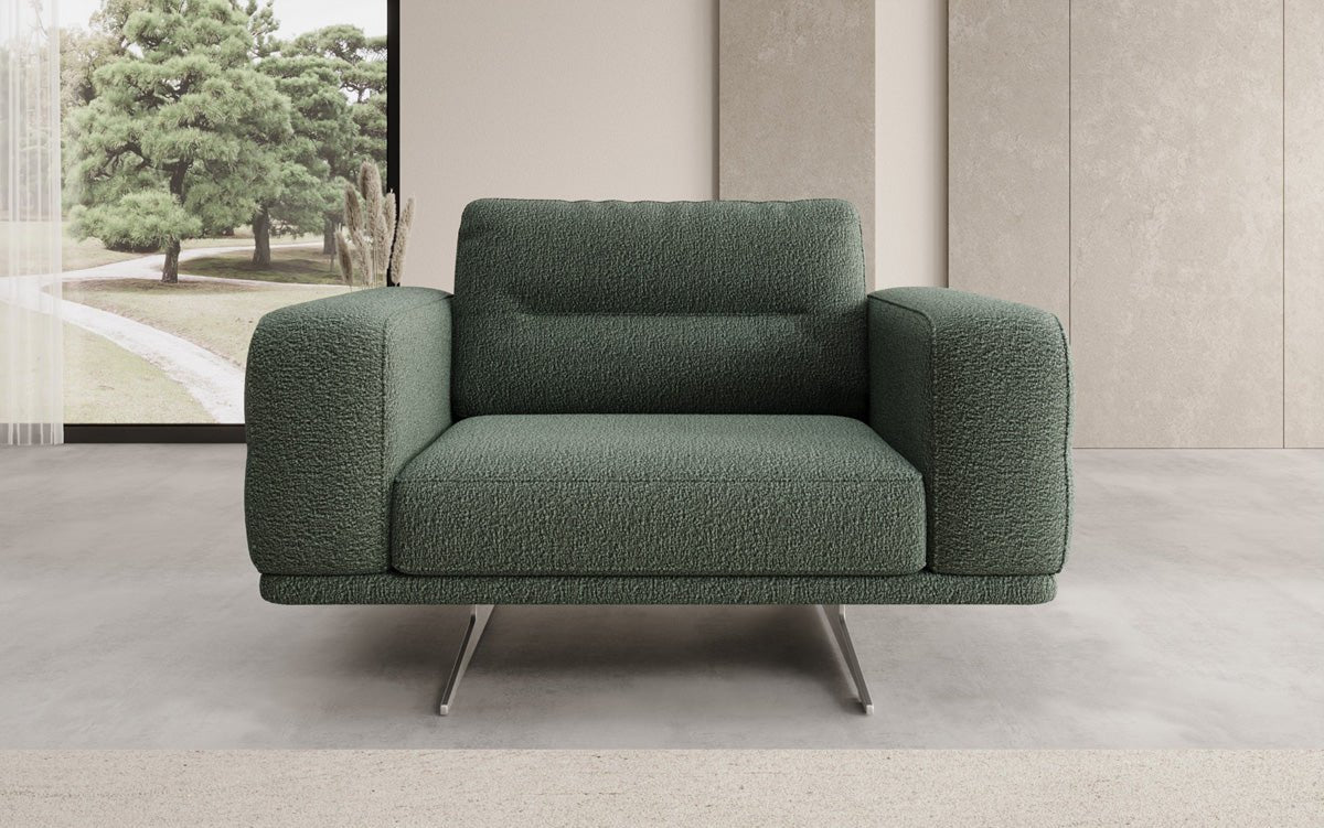 Fauteuil design Torino avec accoudoirs en Bouclé