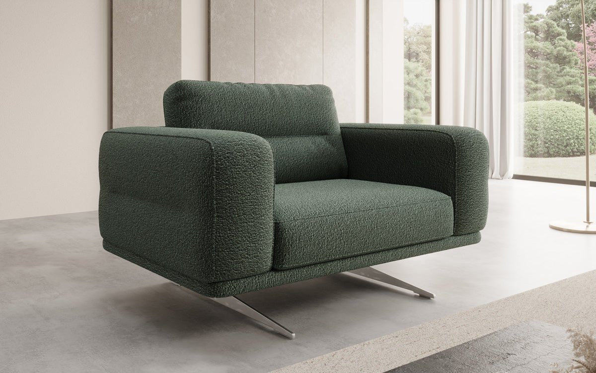 Fauteuil design Torino avec accoudoirs en Bouclé