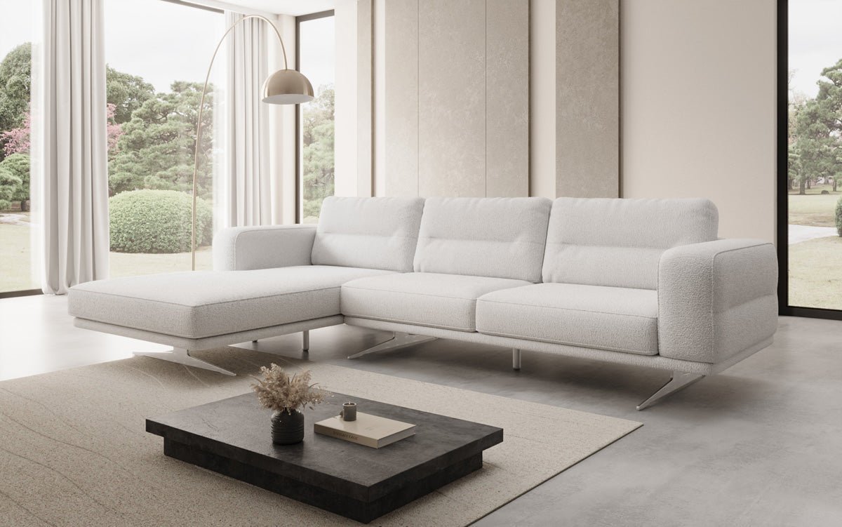 Canapé d’angle design Torino en Bouclé