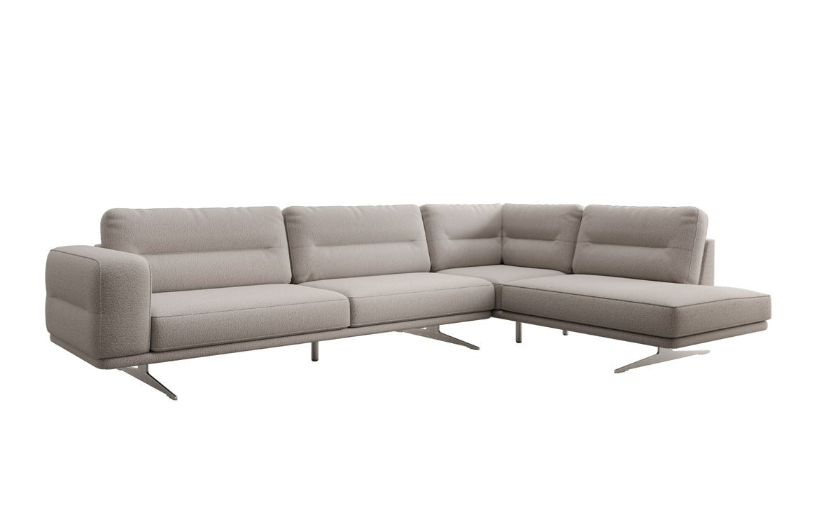 Designer-L-Sofa zou Torino am Bouclé