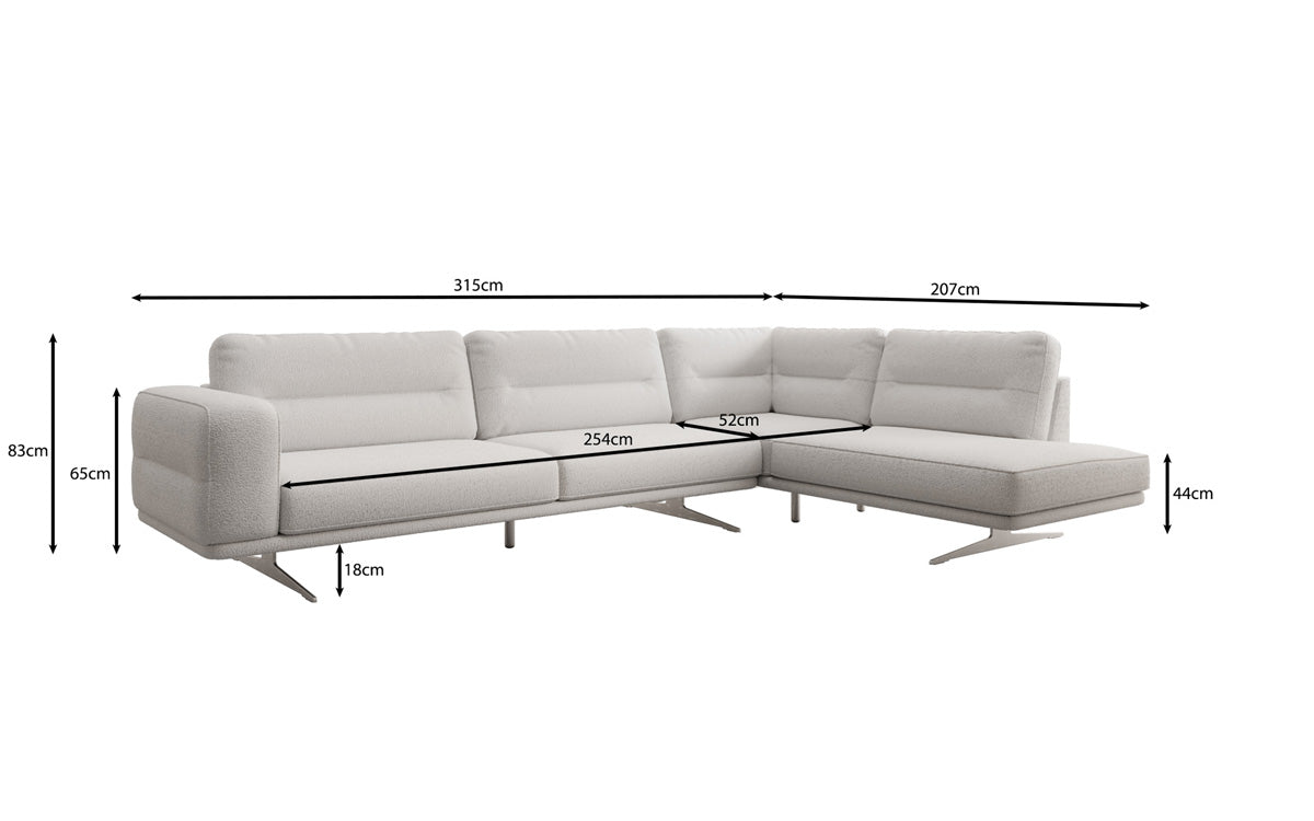 Designer-L-Sofa zou Torino am Bouclé
