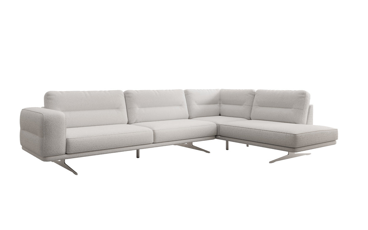 Designer-L-Sofa zou Torino am Bouclé