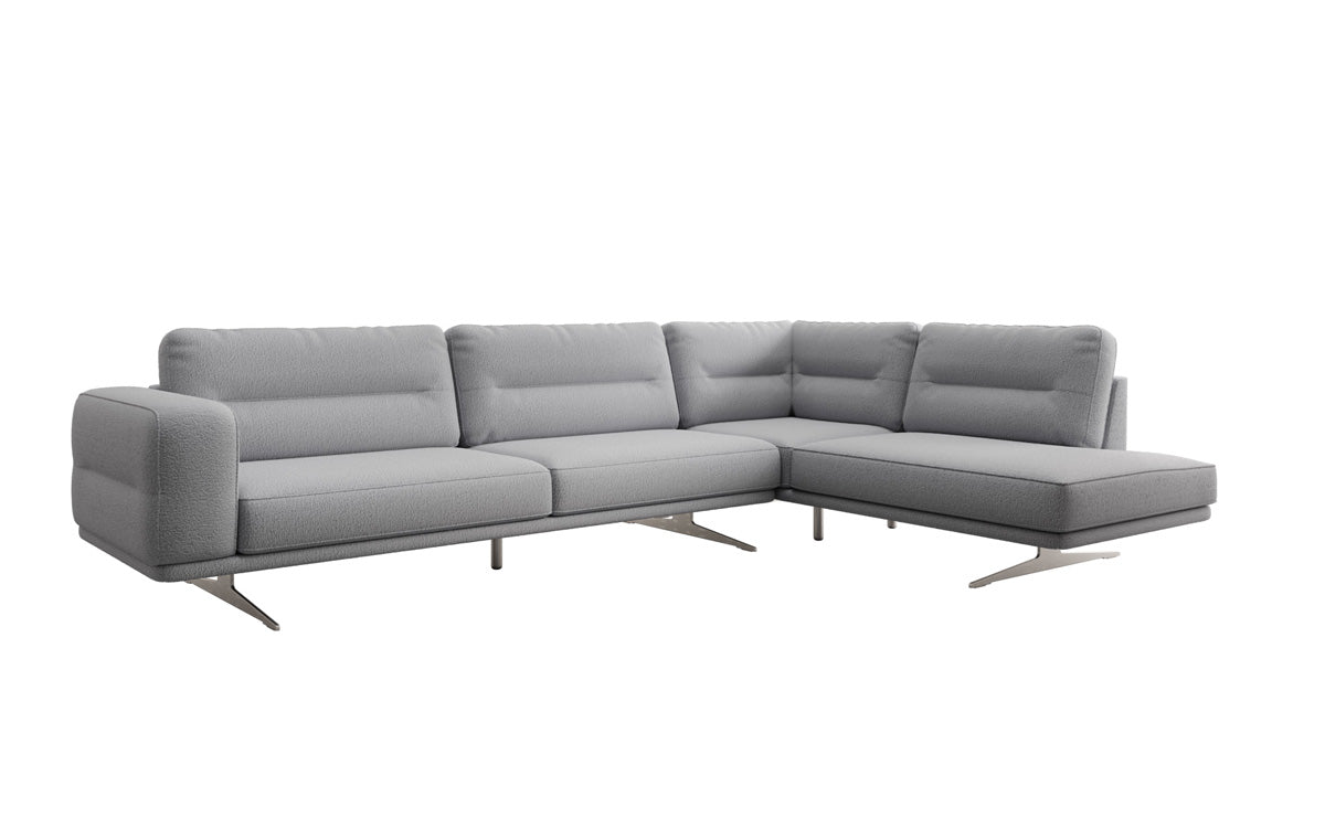 Designer-L-Sofa zou Torino am Bouclé
