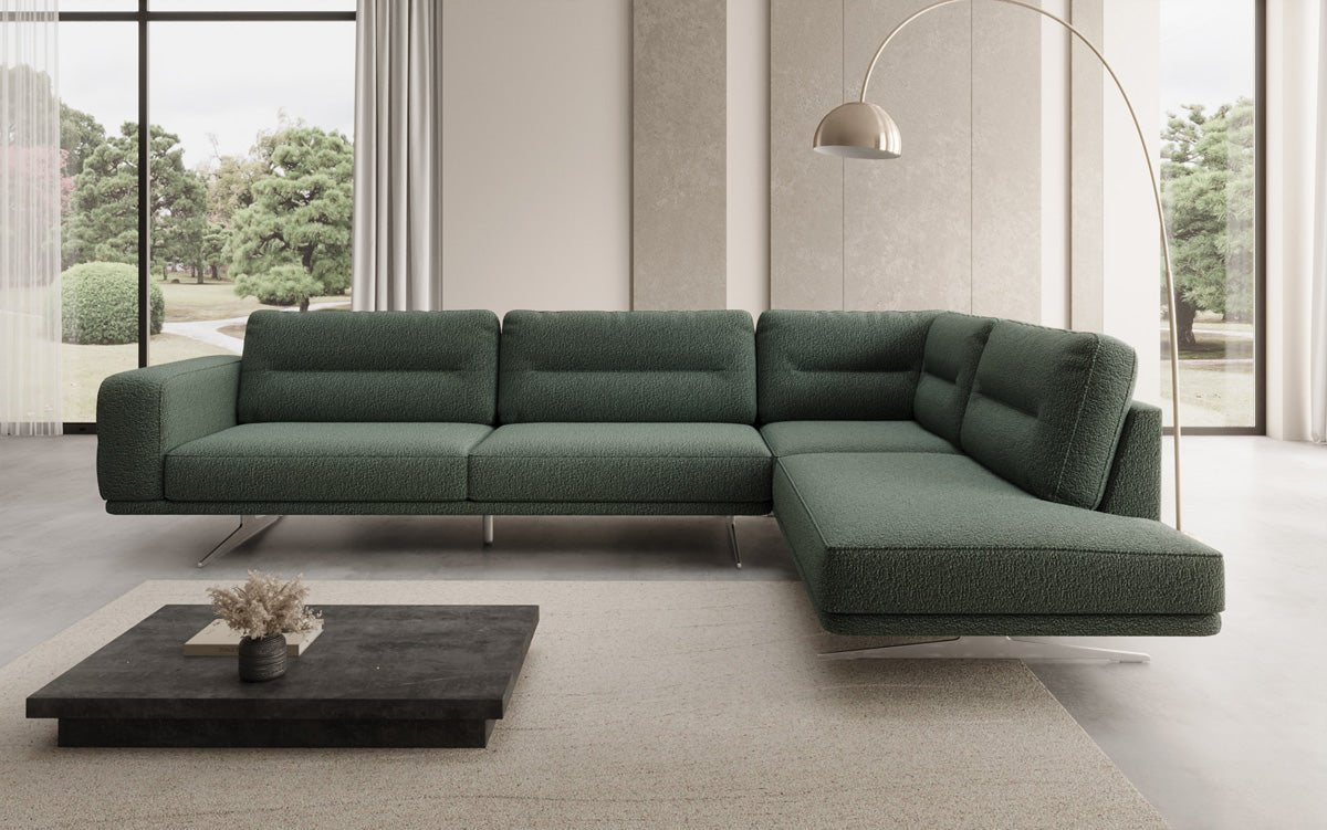 Designer-L-Sofa zou Torino am Bouclé