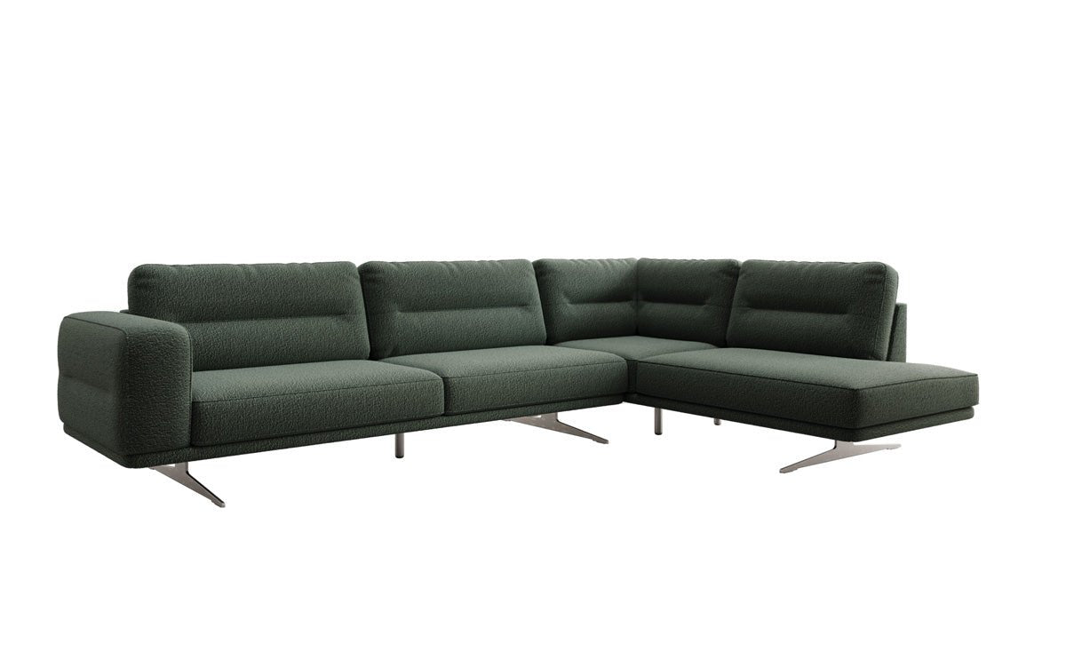 Designer-L-Sofa zou Torino am Bouclé