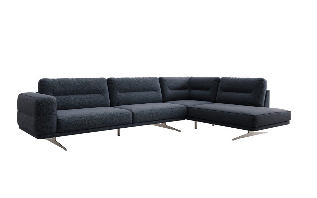 Designer-L-Sofa zou Torino am Bouclé