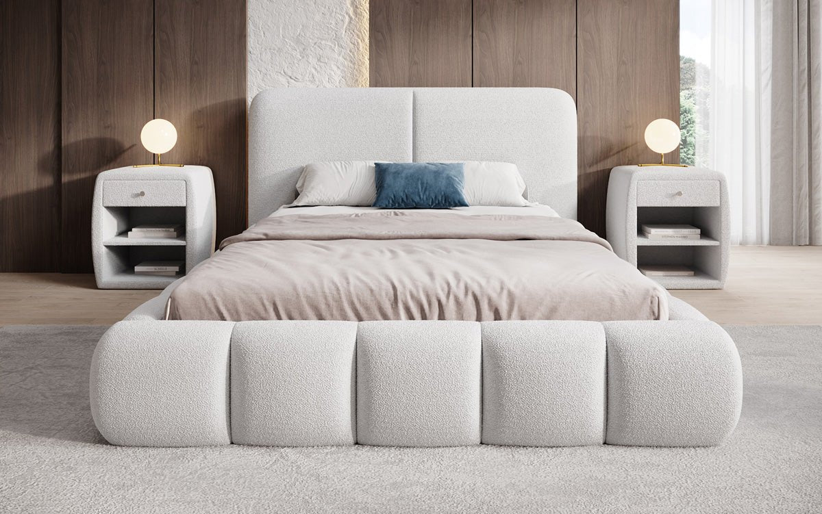 Designer-Polsterbett Lolita a Bouclé mat Stauraum