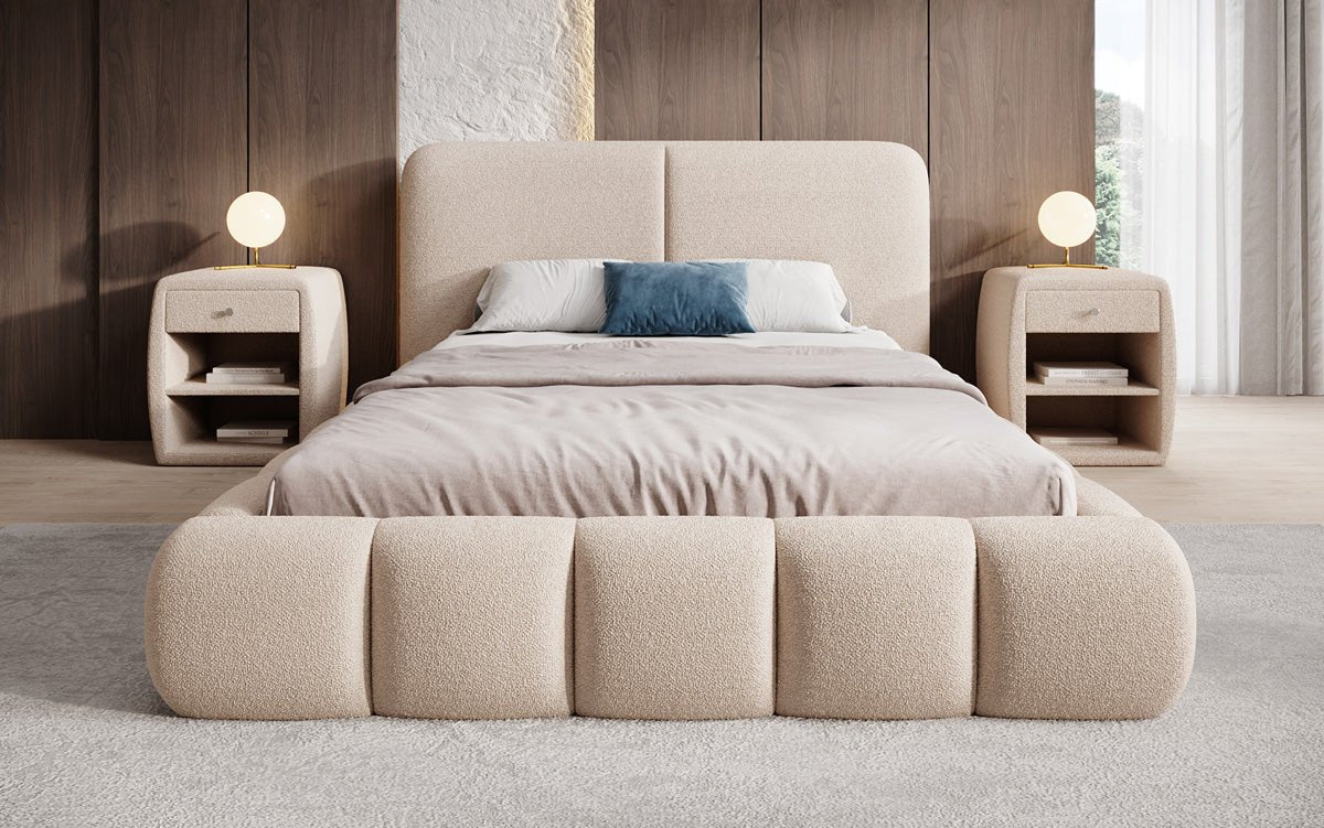 Designer-Polsterbett Lolita a Bouclé mat Stauraum