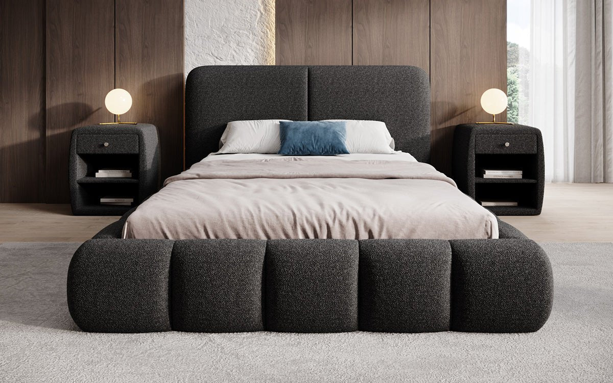 Designer-Polsterbett Lolita a Bouclé mat Stauraum