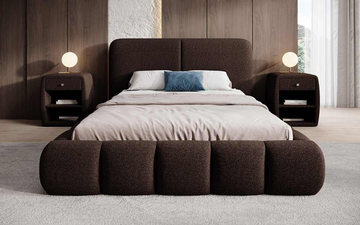 Designer-Polsterbett Lolita a Bouclé mat Stauraum