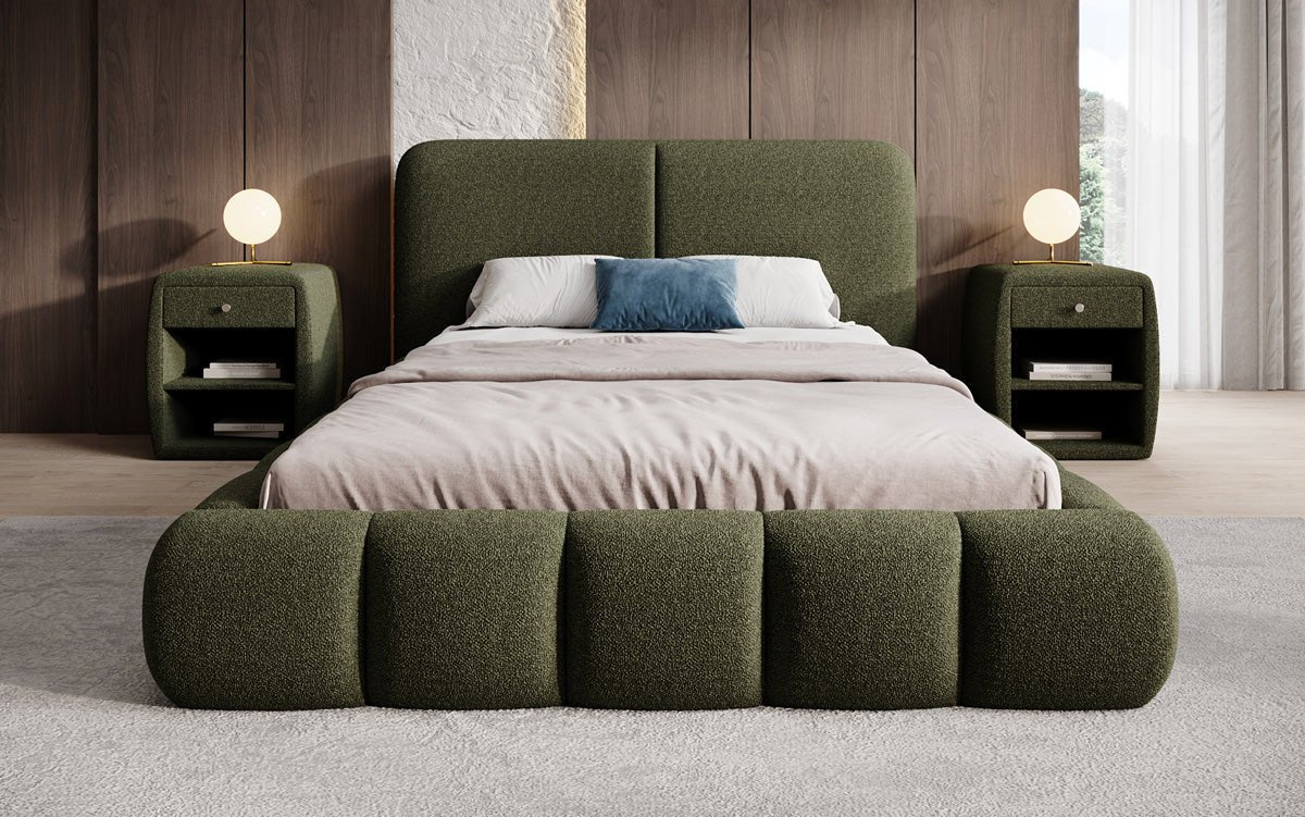 Designer-Polsterbett Lolita a Bouclé mat Stauraum