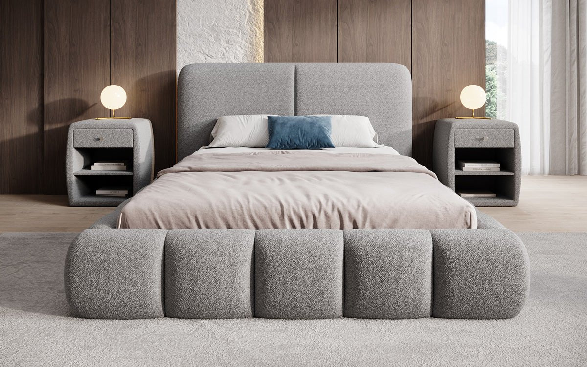 Designer-Polsterbett Lolita a Bouclé mat Stauraum