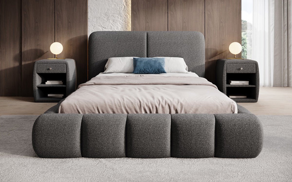 Designer-Polsterbett Lolita a Bouclé mat Stauraum