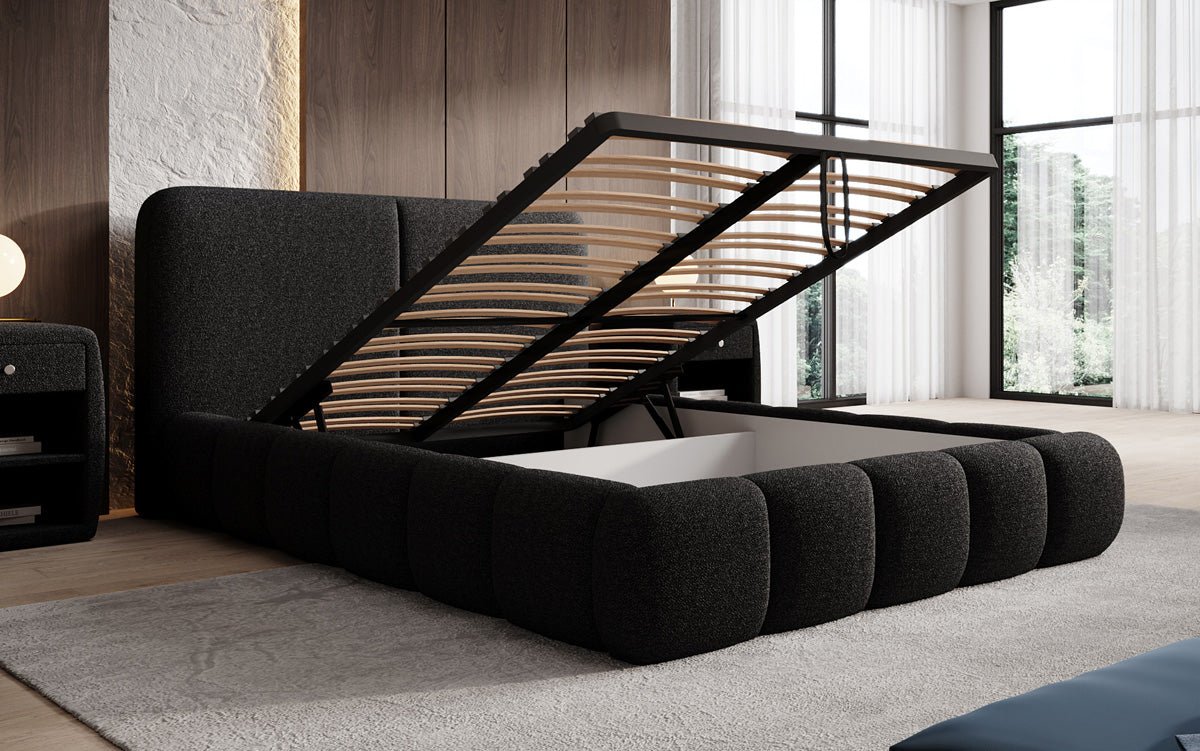 Designer-Polsterbett Lolita a Bouclé mat Stauraum