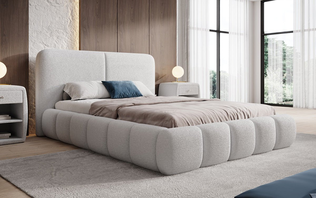 Designer-Polsterbett Lolita a Bouclé mat Stauraum