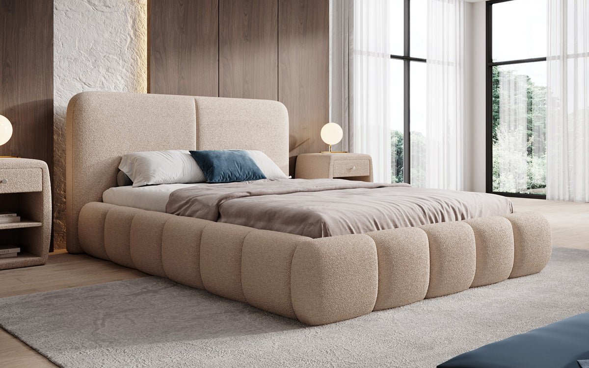 Designer-Polsterbett Lolita a Bouclé mat Stauraum