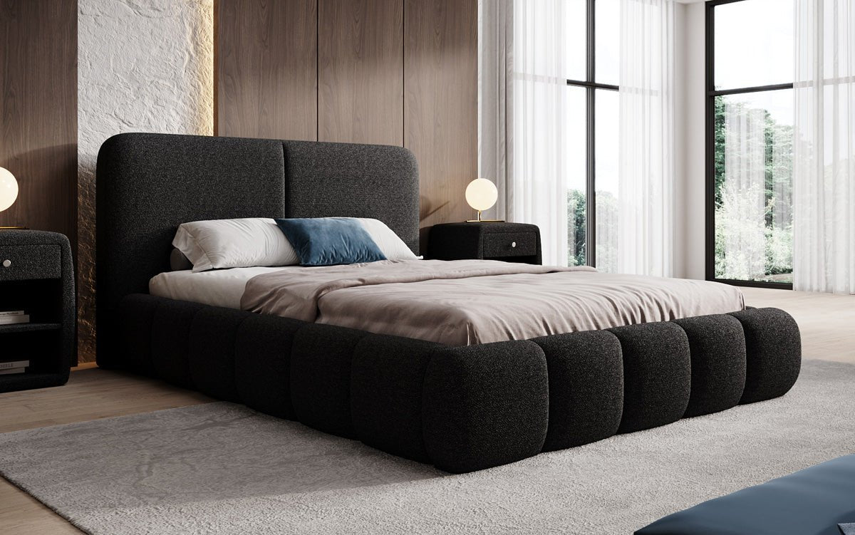 Designer-Polsterbett Lolita a Bouclé mat Stauraum