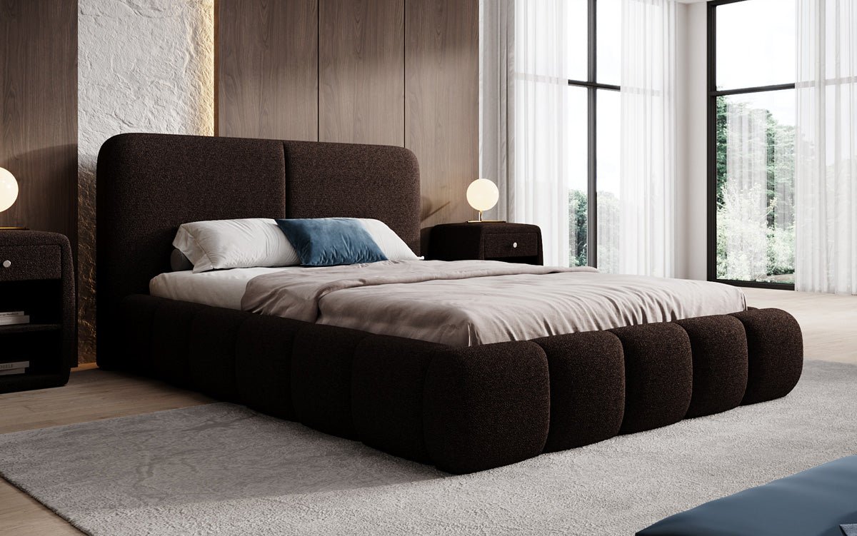 Designer-Polsterbett Lolita a Bouclé mat Stauraum