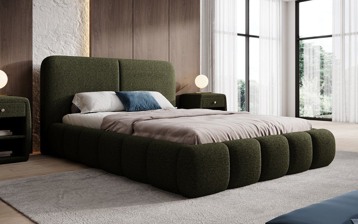 Designer-Polsterbett Lolita a Bouclé mat Stauraum