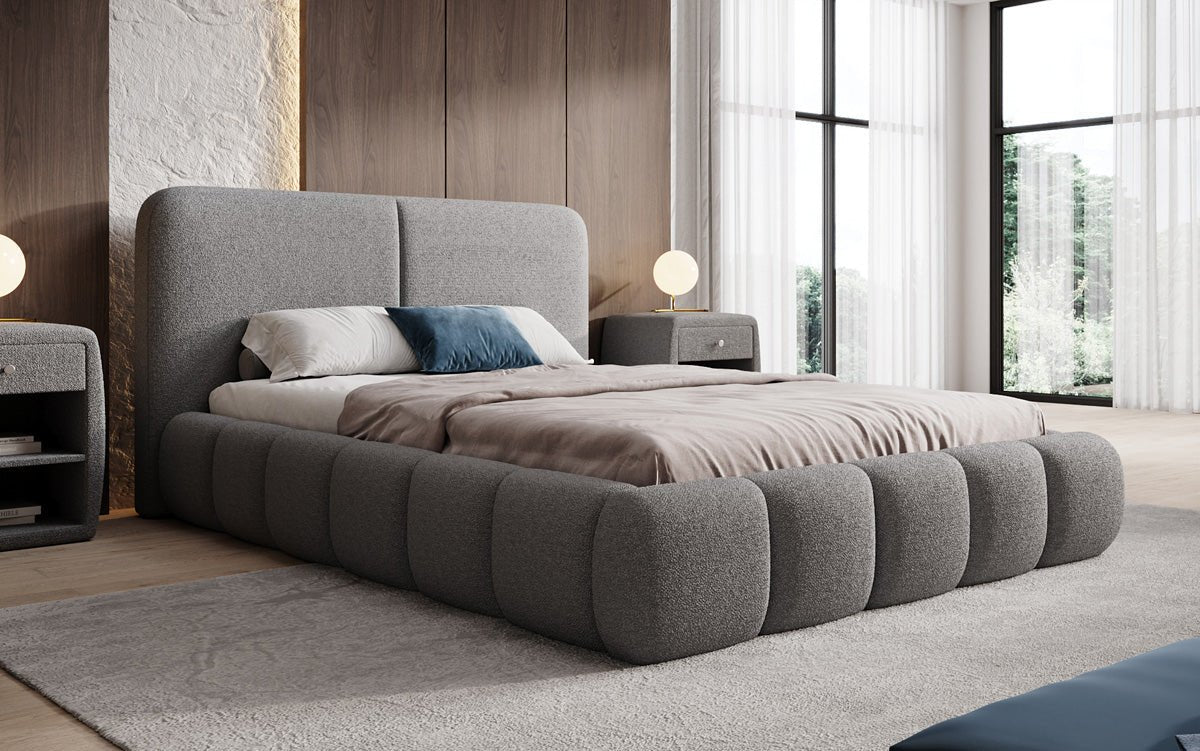 Designer-Polsterbett Lolita a Bouclé mat Stauraum