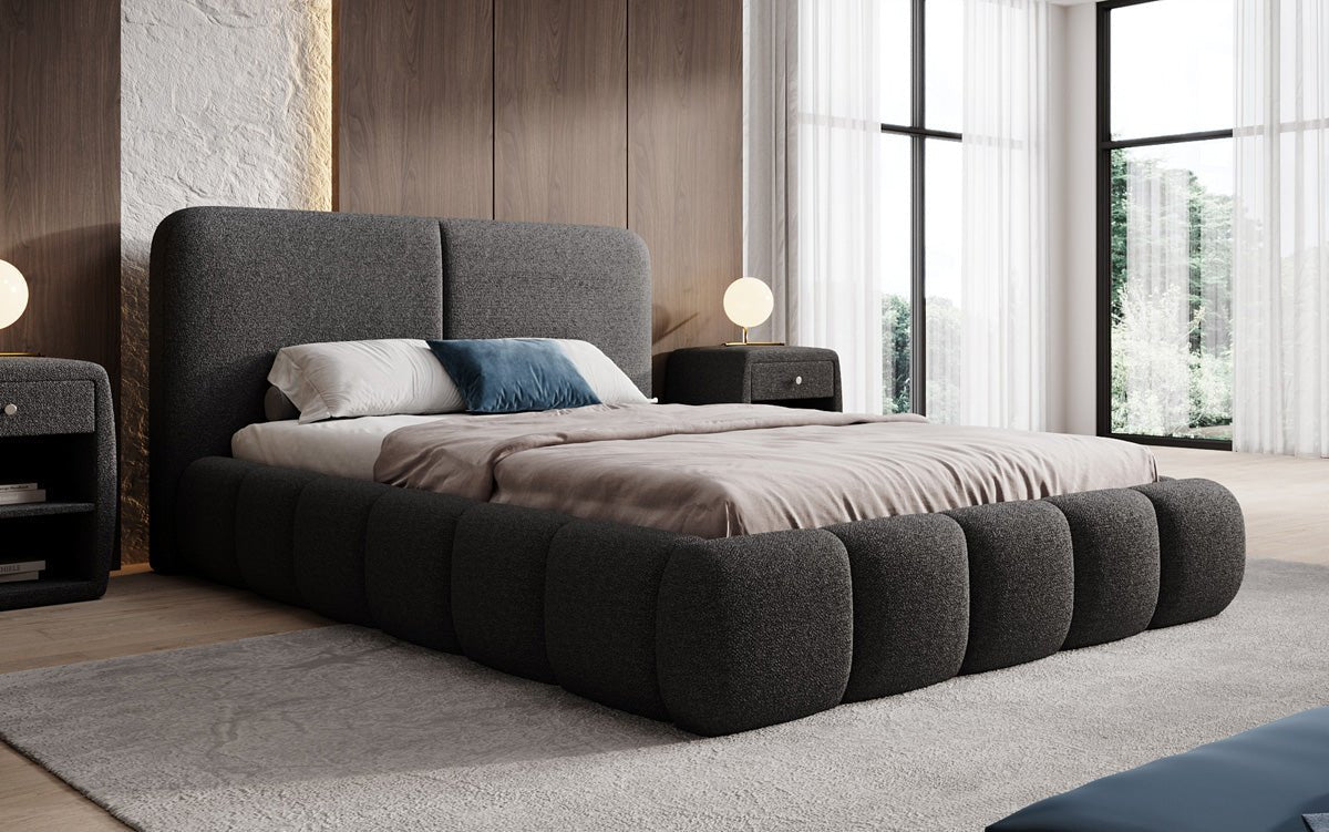 Designer-Polsterbett Lolita a Bouclé mat Stauraum