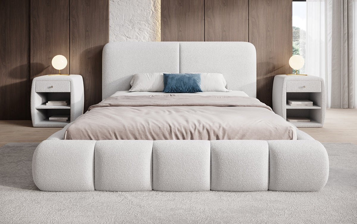 Designer-Polsterbett Lolita a Bouclé mat Stauraum