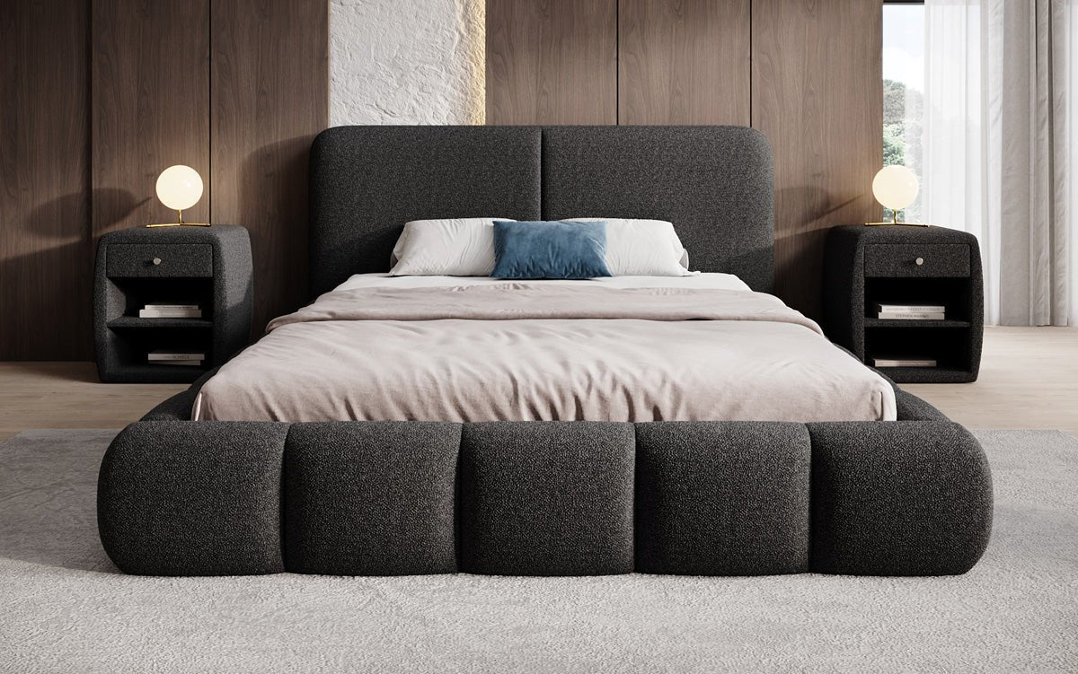 Designer-Polsterbett Lolita a Bouclé mat Stauraum