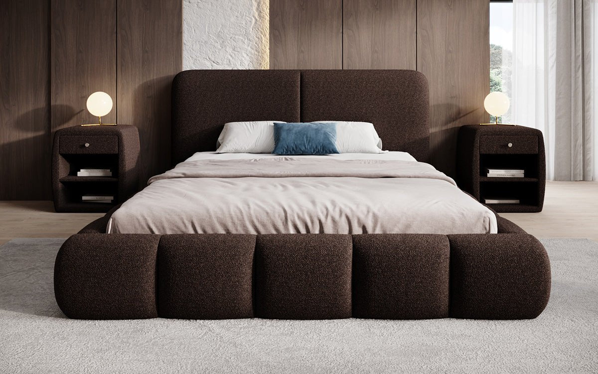 Designer-Polsterbett Lolita a Bouclé mat Stauraum