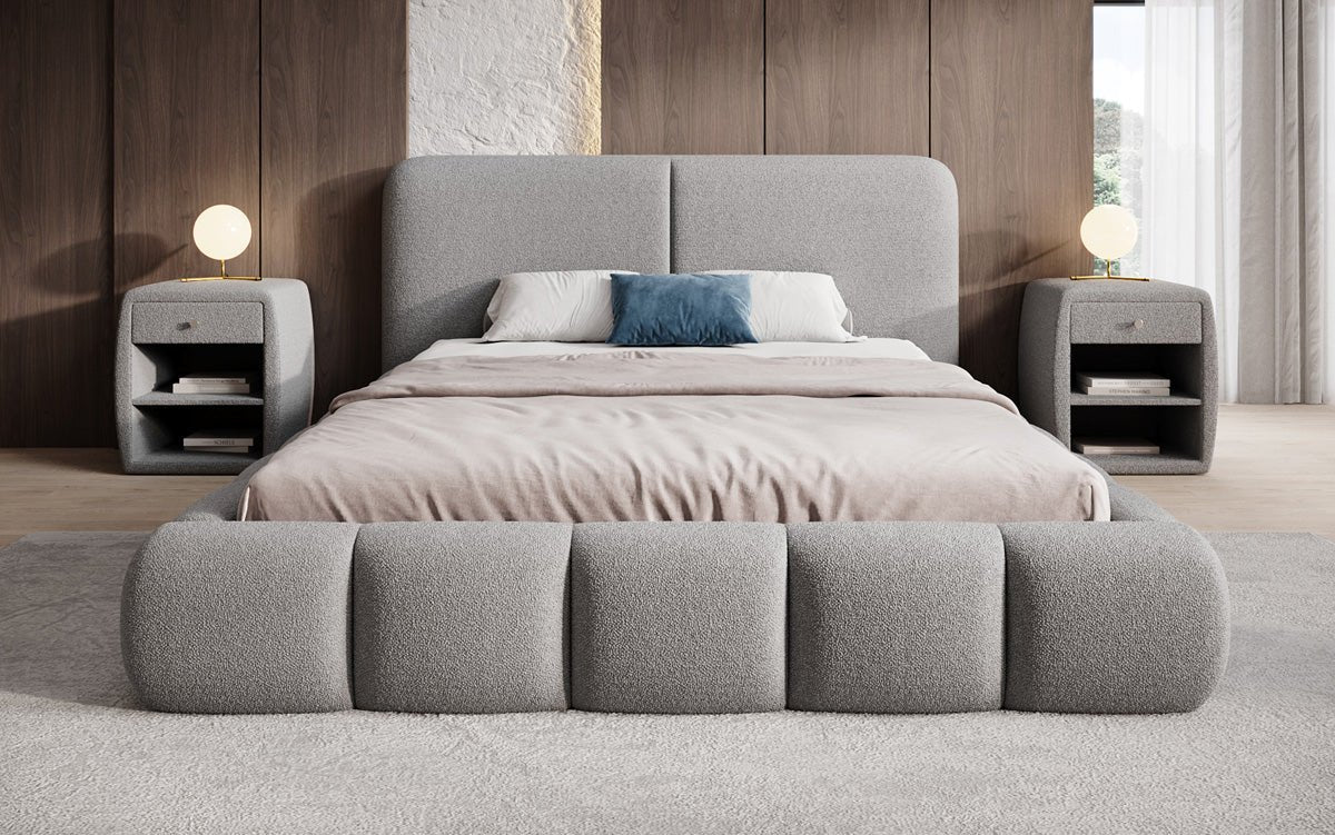 Designer-Polsterbett Lolita a Bouclé mat Stauraum