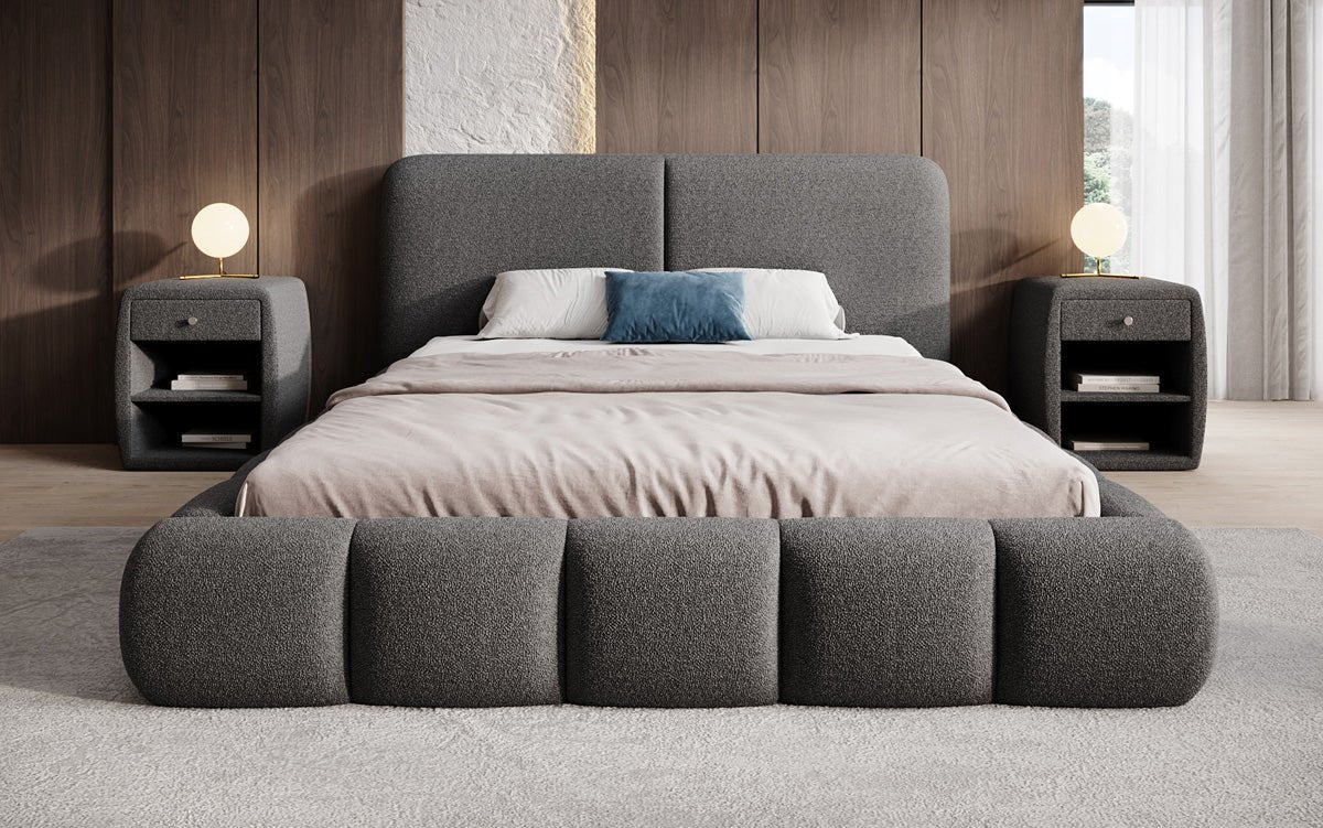 Designer-Polsterbett Lolita a Bouclé mat Stauraum