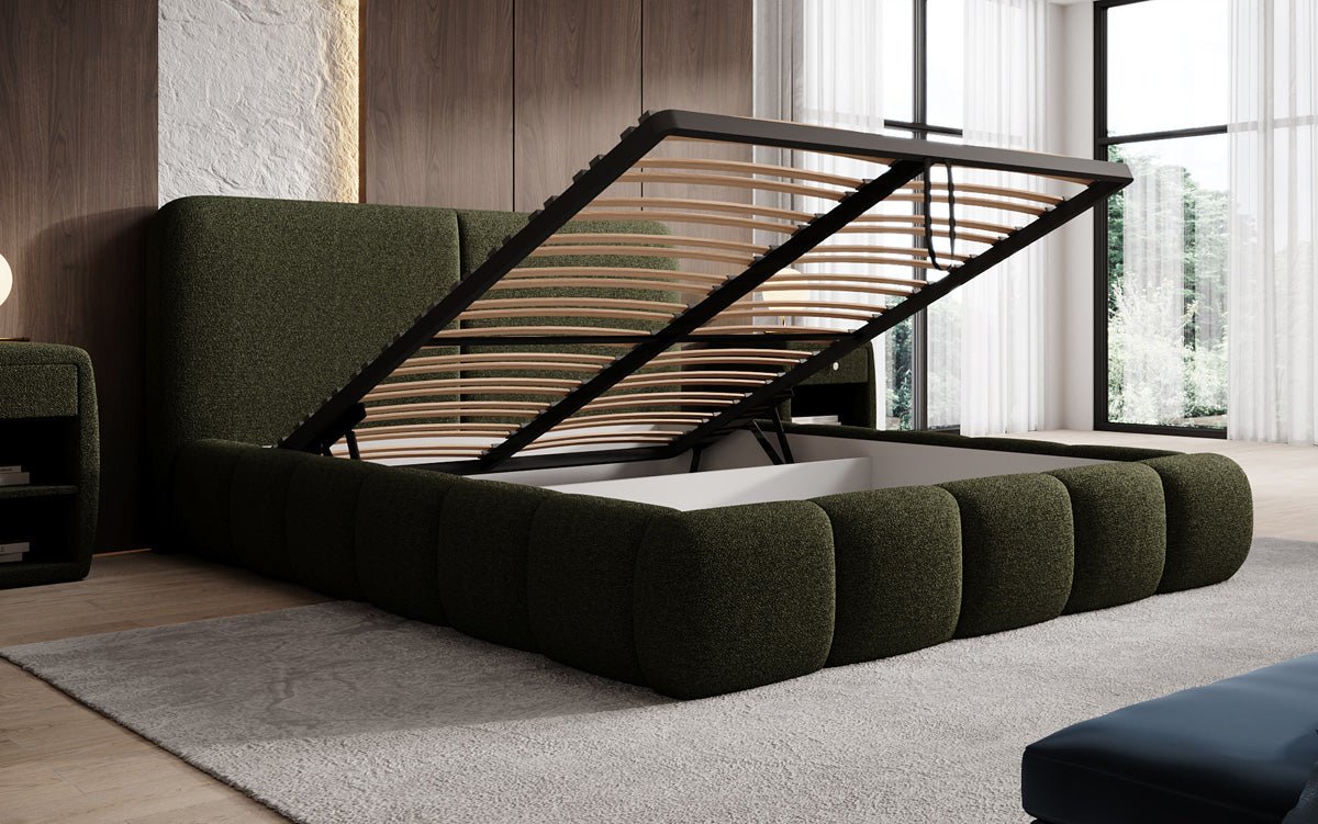 Designer-Polsterbett Lolita a Bouclé mat Stauraum