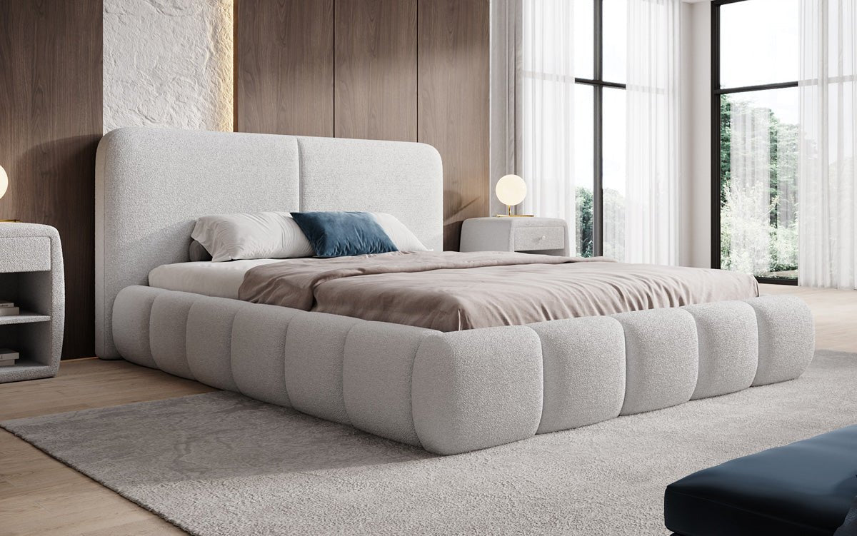 Designer-Polsterbett Lolita a Bouclé mat Stauraum