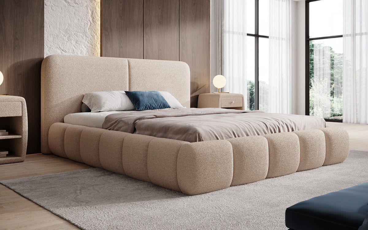 Designer-Polsterbett Lolita a Bouclé mat Stauraum