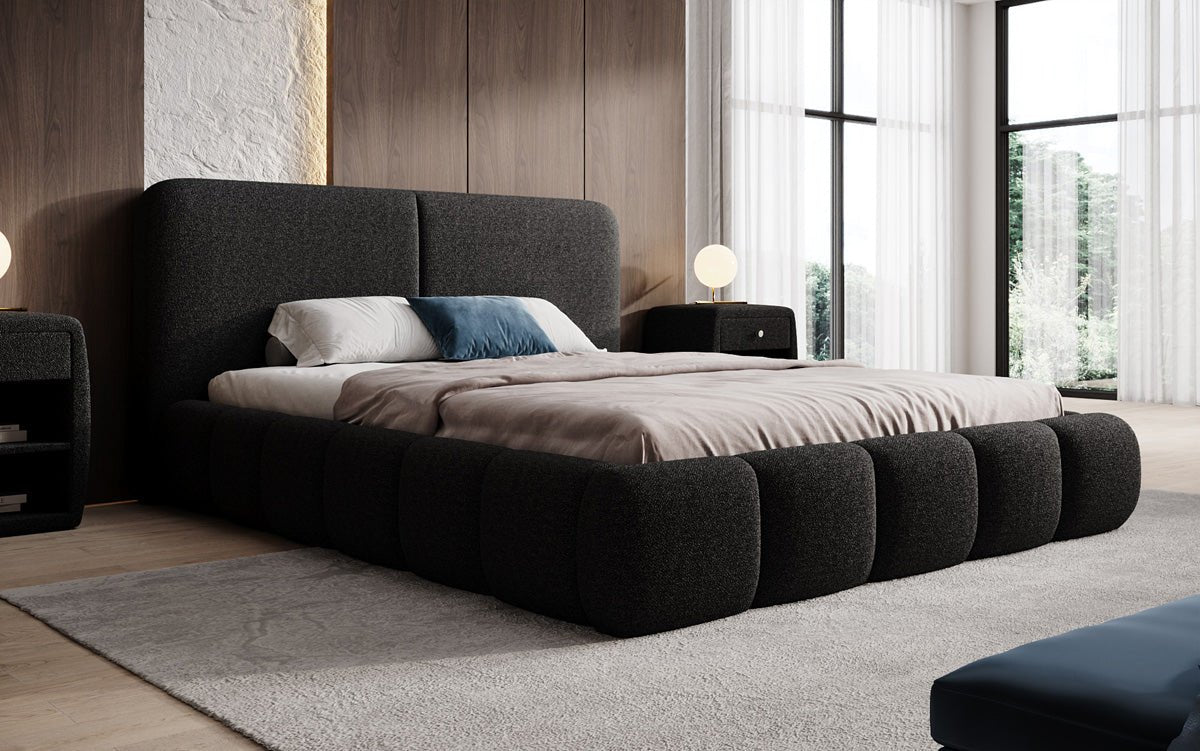 Designer-Polsterbett Lolita a Bouclé mat Stauraum